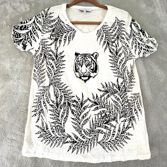Sandro Tops - Linen Silk Blouse by Sandro Paris Womens EU 3 (Large) Chic White Tiger